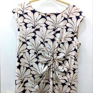 Ivanka Trump Floral Blouse Sleeveless Keyhole - L